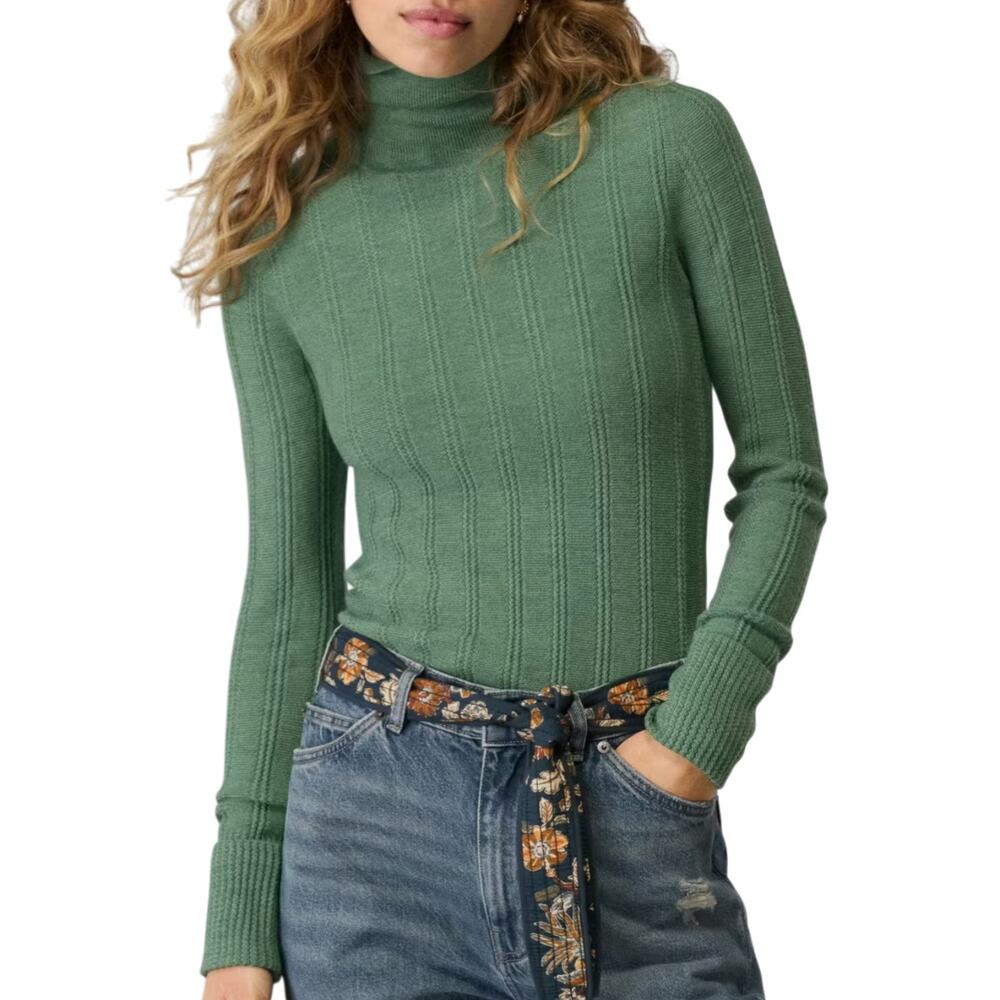 WRAP London Merino Wool Rollneck Sweater Green Women’s 8 Minimalist Luxury Cozy - Picture 2 of 16
